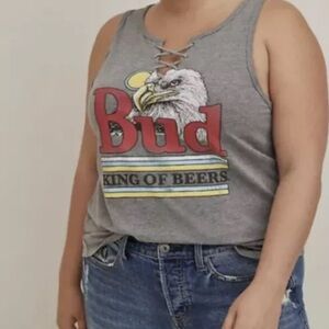 NWOT Torrid Plus Size Lace-Up Tank - Cotton Budweiser Grey